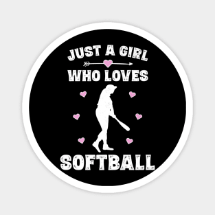 Girl Who Loves Softball Baseball Player Magnet